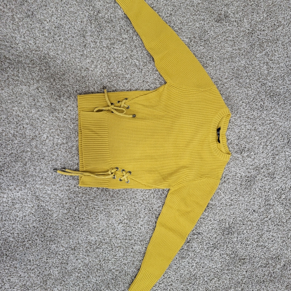 Yellow Women's Sweater with Side Ties